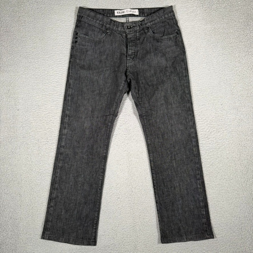 Krew Jeans Mens 32x27 Black KSlim Slim Fit Jim Greco Denim 5 Pocket Skate Kr3w